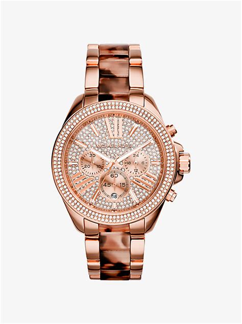 michael kors wren rose gold tone acetate ladies watch|Michael Kors two tone watch.